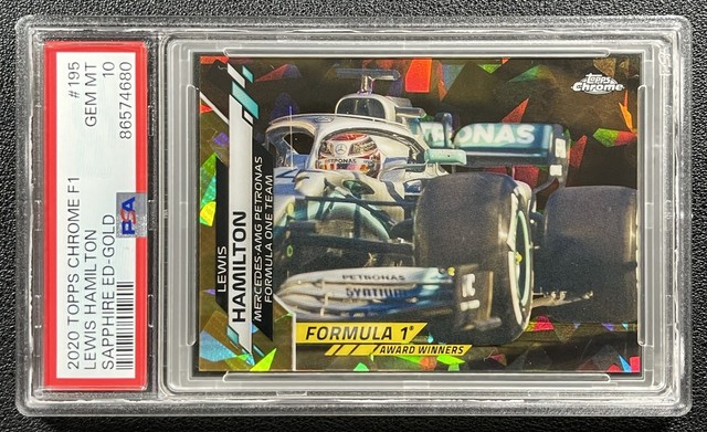 Lewis Hamilton PSA 10 2020 Topps Chrome Sapphire F1 #195 Gold Refractor 3/50