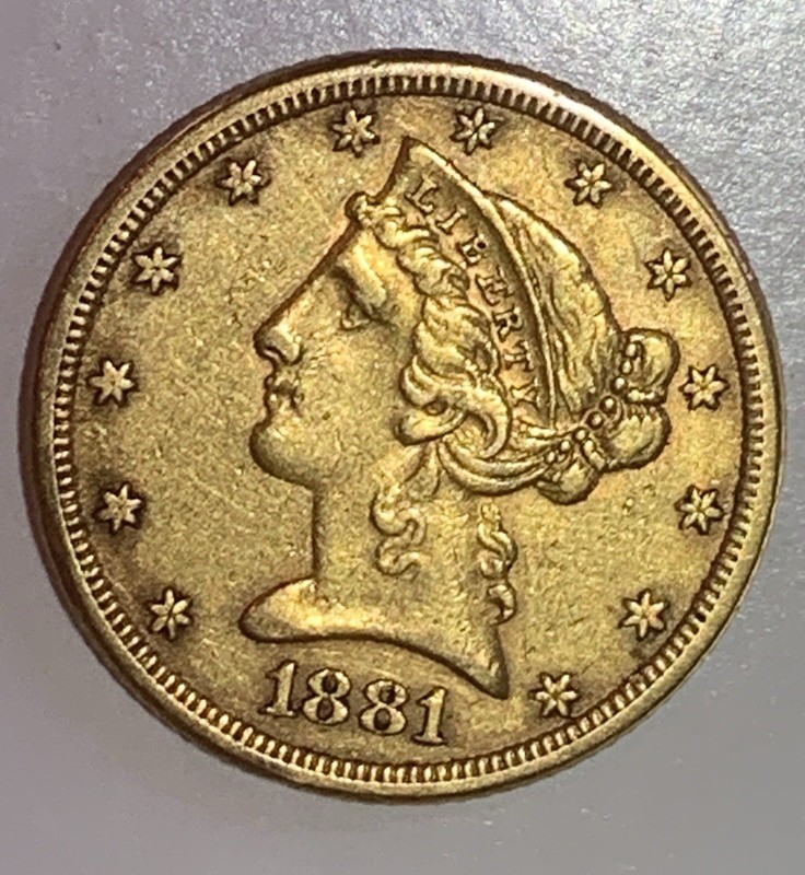 1881 $5 Liberty Head Gold Half Eagle Coin Philadelphia 0.2419 oz AGW