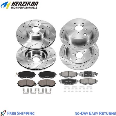 Front Rear Drilled Slotted Rotors Brake Pads for Subaru Forester Impreza Legacy