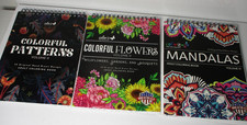 LOT OF THREE ADULT COLORING BOOKS COLORIT PATTERNS FLOWERS MANDALAS
