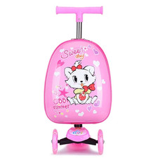 Kids Travel Scooter Suitcase Carry-On Rolling Luggage with Wheels