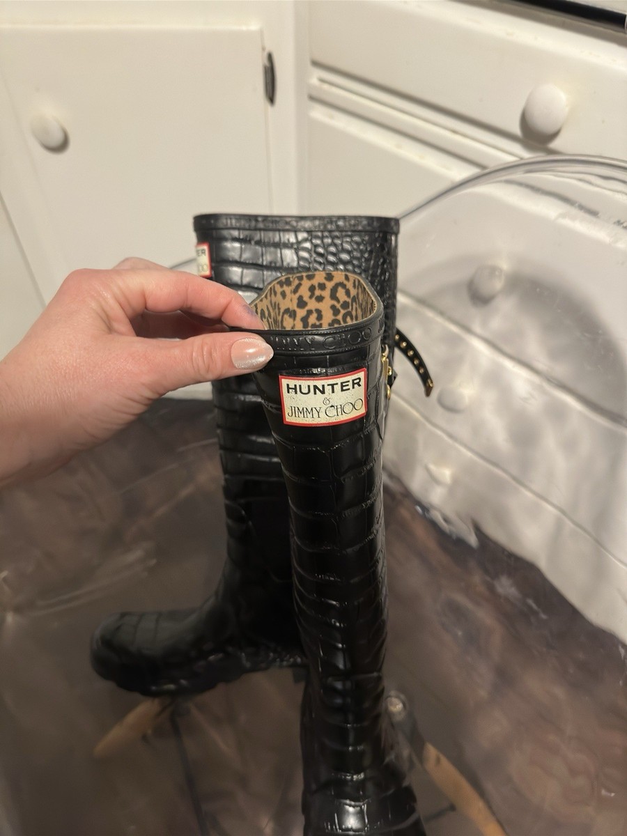 Hunter Jimmy Choo Womens Black Rubber Rain BOOTS LIMITED