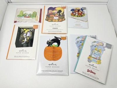 Lot 7 Hallmark Pop-Up Greeting Cards Snoopy Halloween Graduation Father As Is
