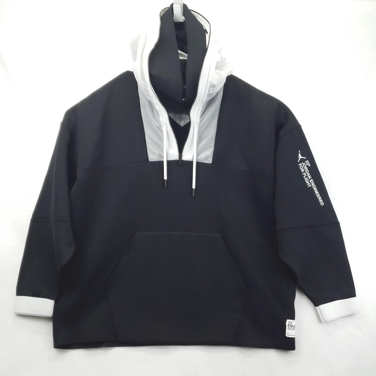 Jordan 23 Engineered Hoodie Mens 3XL Black White Half Zip Pullover