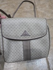 Vintage 1984 Liz Claiborne Taupe Beige Tan Leather Trim Purse Handbag EUC