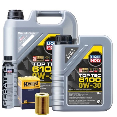 Motoröl 0W30 LIQUI MOLY Top Tec 6100 6L+HENGST Ölfilter +Cera Tec