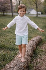 Edgehill Collection NWT Boys Cotton Shirt  Shorts Set Blue White 4T