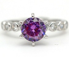 2CT Amethyst White Topaz 925 Solid Sterling Silver Ring Sz 6 UB3-9