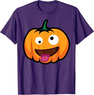 Crazy Pumpkin Emoji Face With Tongue Big Eyes Unisex T-Shirt