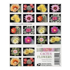 USPS CACTUS FLOWERS BOOKLET OF 20 FIRST CLASS LETTER STAMPS