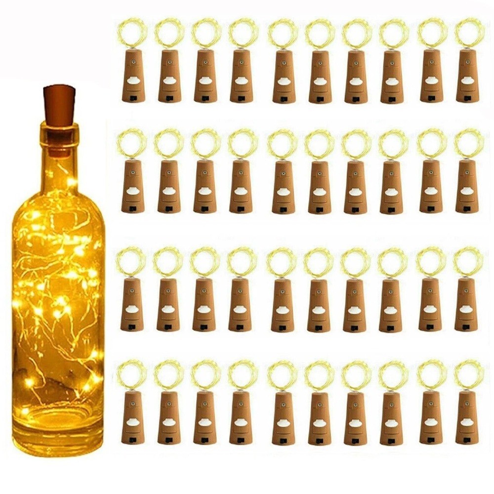 Wine Bottle Lights with Cork Battery Operated 20 LED Cork Shape Xmas Party Lamp