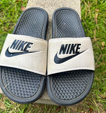 Nike Benassi unisex Slide Sandals US 7 Gray/Black Logo Synthetic Upper