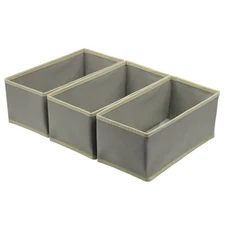 Dresser Drawer Organizers Set of 3 Storage Boxes, Sock Drawer Light Gray 3 Pack