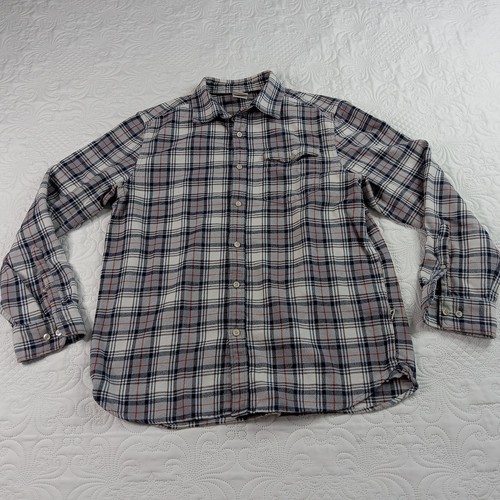 The North Face Plaid Flannel Shirt Mens L Plaid Flap Pocket Cabincore Rustic EUC