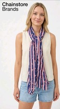 LADIES EX STORE  COLOUR SCARF Bird print white pink Blue 100% Polyester NEW