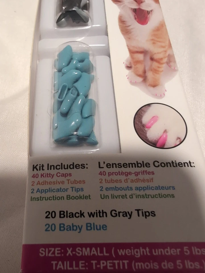 Gorras para Gatitos Gorras para Gatos, X Pequeñas Negras con Puntas Grises y Azul Bebé Foto 4 de 4