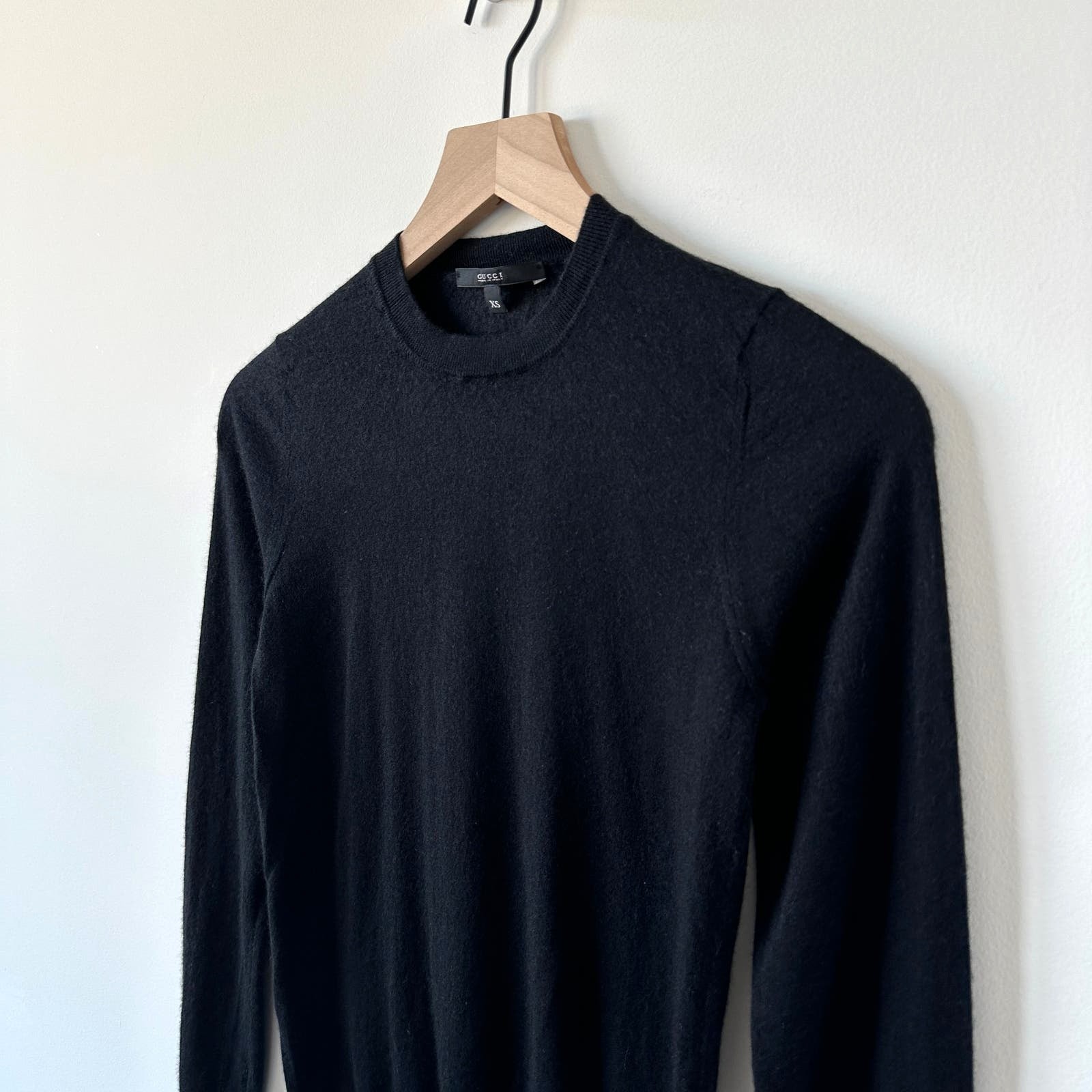 Gucci Black Lightweight Wool Crewneck Knit Sweater Top Size XS thumbnail 4
