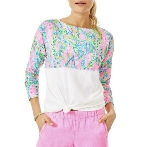 NWT Lilly Pulitzer Finn Top Size M Long Sleeve Tee Cotton Unicorn of the Sea - Picture 9 of 9