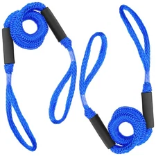 4 ft Bungee Dock Lines for Boats - 2 PCS Boat Lines, 4 feet, Blue 