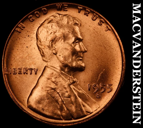 1955-S Lincoln Wheat Cent- Red- Choice Gem Brilliant Uncirculated Luster #J1787