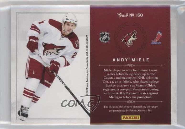 2011 Panini Rookie Anthology Treasures Signatures /499 Andy Miele #160 Auto RC - Image 2 of 2