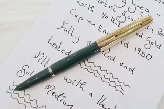 PARKER 51 CUSTOM AEROMETRIC NAVY GREY & R.GOLD CAP FOUNTAIN PEN FULLY SERVICED