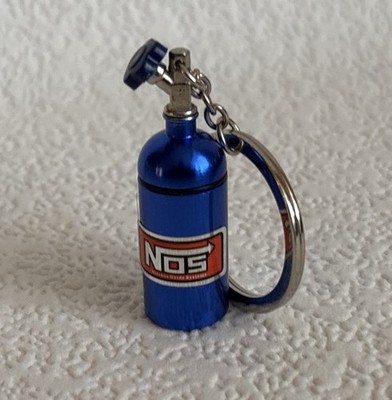 NOS Car Keychain Nitrous Oxide Bottle Metal Key Ring Stash Pill Box Street Racer