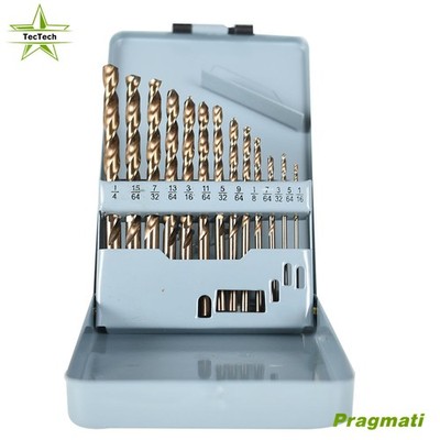 13 Pack HSS Drill Bit Set 1/16''-1/4'' M35 High Speed Steel Twist Jobber Length