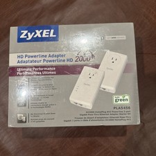 2 ZyXEL AV2000 Pass-thru Ethernet Adapter Powerline With Ethernet Cables