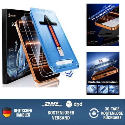 Bildschirmschutz für iPhone 17 Pro Max 6,9 Zoll HD Klar Blasenfrei Staubfrei