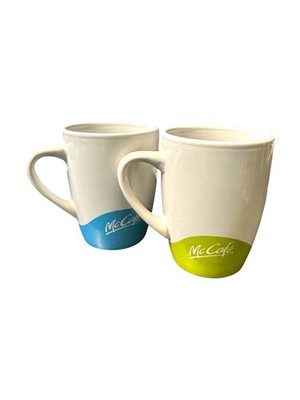 McDonalds McCafe 2012 blau grün 2x Tasse Kaffeetasse Becher Retro Merchandise