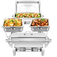 4 Packs Stainless Steel Chafer Chafing Dish Sets Bain Marie 9L Food Warmers