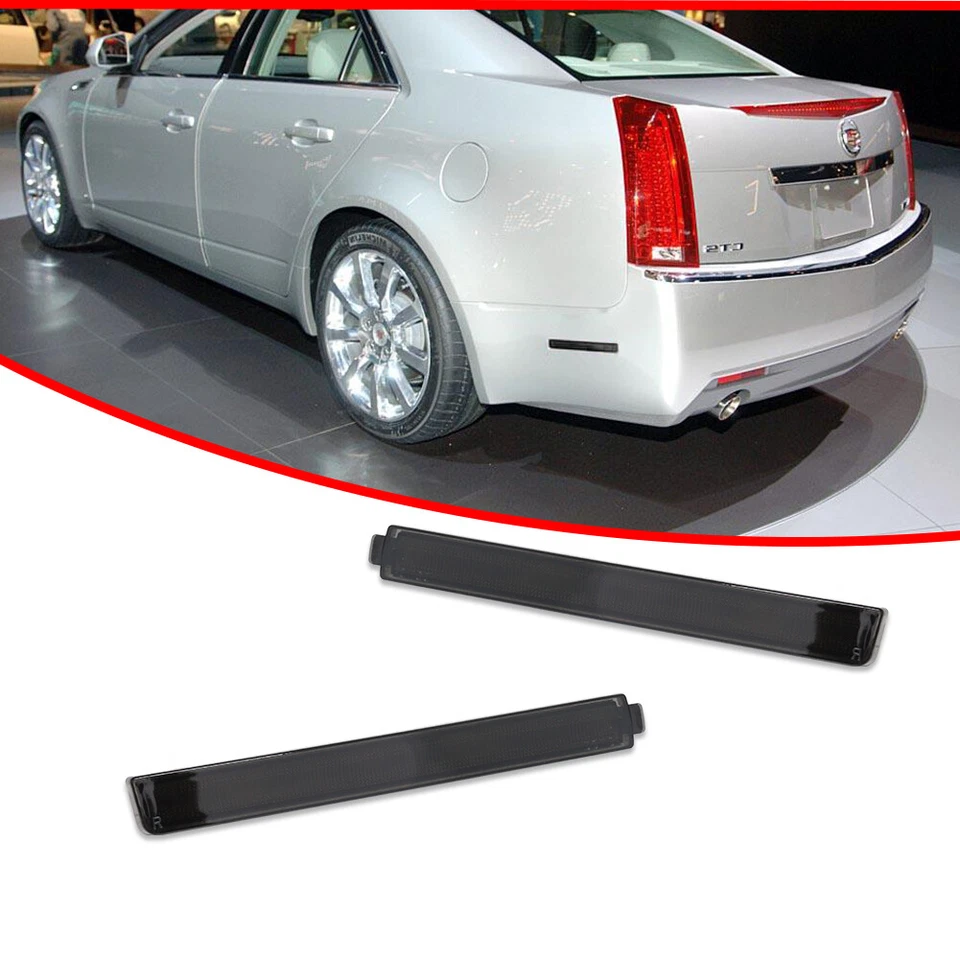 Reflectores de luz de señalización lateral de parachoques trasero ahumado para Cadillac CTS CTS-V 2008-2013 Foto 2 de 4