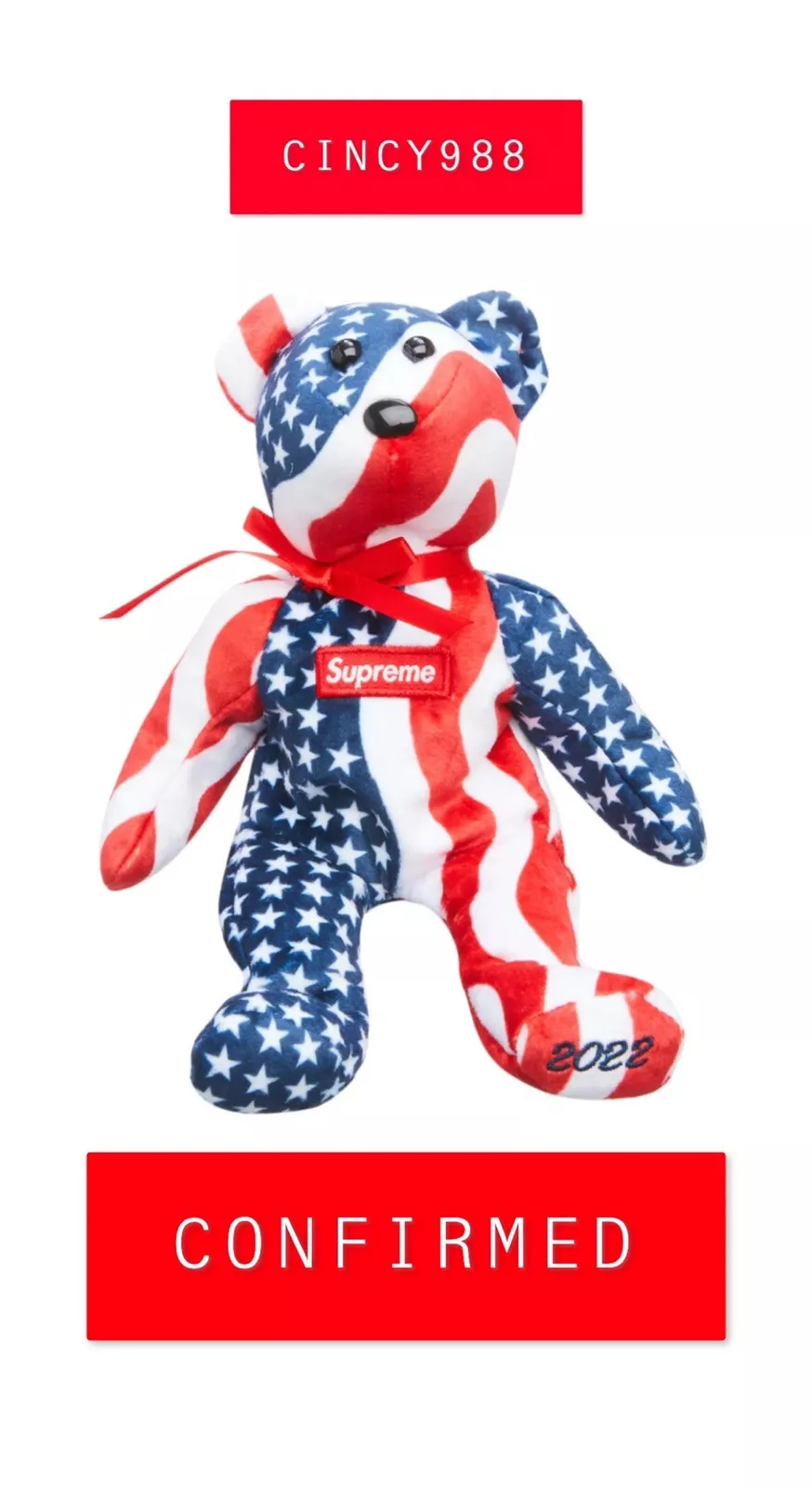 SUPREME x TY Beanie Baby « Flag » FW22 (tout neuf) CONFIRMÉ !