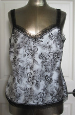 Nine West Gray  Black Cami Womens Size 14 Chest 41 Lace Trim 215-28204