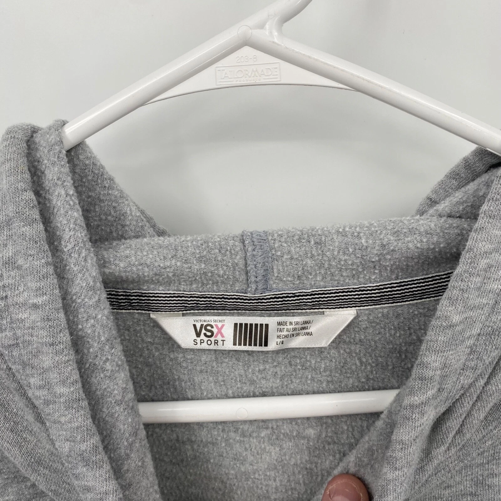 UNDERCOVER Felpa donna Victoria's Secret Sport VSX manica lunga con cappuccio tinta unita grigio taglia L