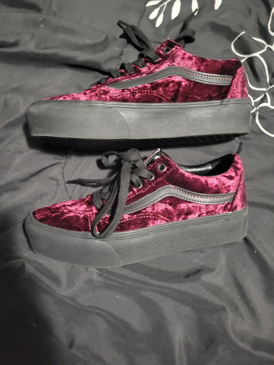 Purple Red Velvet Vans Old Skool Vans Old Skool Velvet Skate Shoes