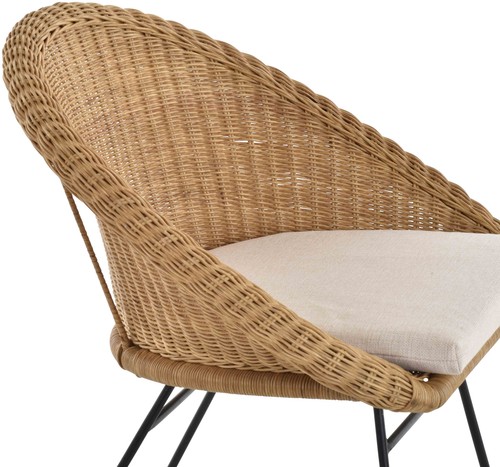 Korb-Sessel moderner Stil Rattan Club 60er Eisen-Gestell Korbstuhl mit Armlehne - Bild 7 von 8