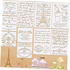 10 Pieces French Script Stencils DIY Art Craft French Writing Stencils French 