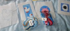 4 small printed Tapestry Canvas motifs for Beginners/Children, 2 with wool