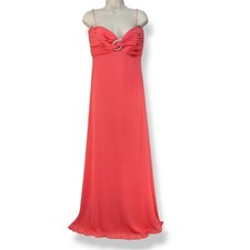 Tadashi by Tadashi Shoji Coral Pink Silk Prom Dress Formal Evening Gown Size 6