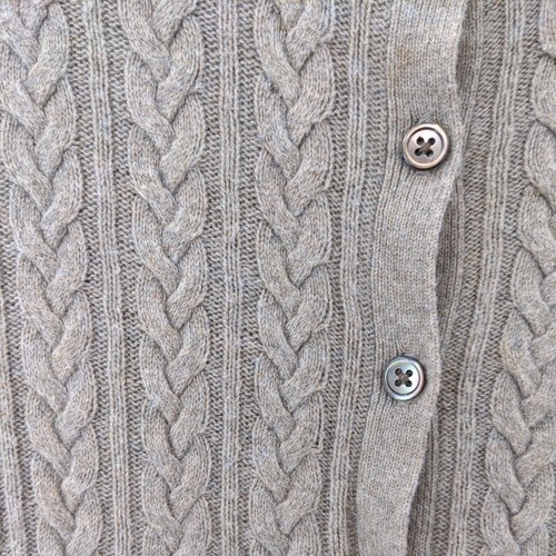 Eddie Bauer Sweater Womens Small Brown Cable Knit Cardigan Button Up 5% Cashmere - Foto 13 di 13