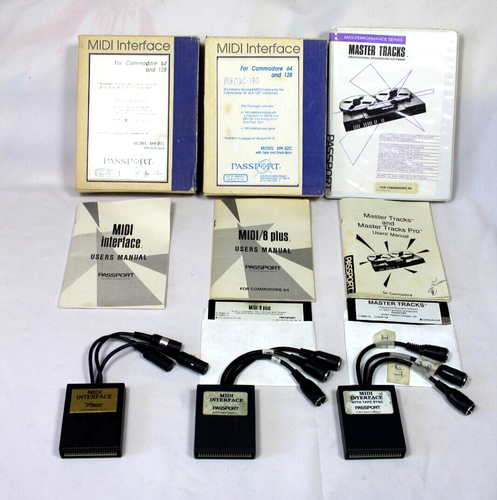 commodore 64-128, 4pc Passport Designs 1984-87 MIDI Interface w/tape sync/midi - Picture 2 of 24