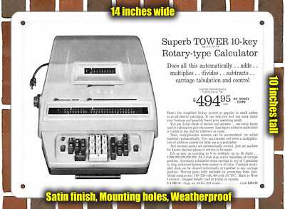 Metal Sign - 1963 Sears 10-Key Electric Calculator - 10x14 inches
