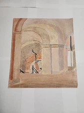 Drawing Hallway Train Station Stairs Sketch 12" X 11" Beautiful