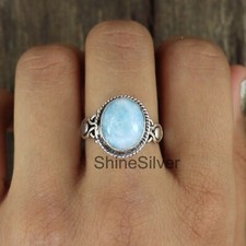 Larimar Ring 925 Sterling Silver Boho Statement Handmade Designer Gift