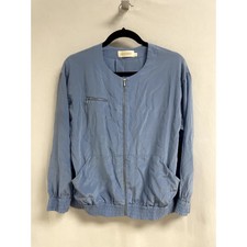 Zimmermann Silk Crepe Bomber Jacket Zip Front Lightweight In Blue Women's 0