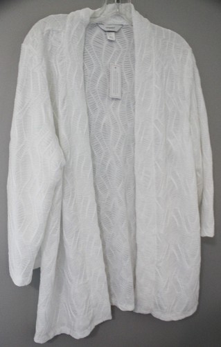 NWT CJ BANKS WOMEN'S WHITE 3/4 SLEEVE OPEN FRONT JACKET CARDIGAN SZ 0X (XL)