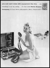 1958 Kelco Supply Minneapolis MN Photo Busty Blonde Emergency Equipment Print Ad