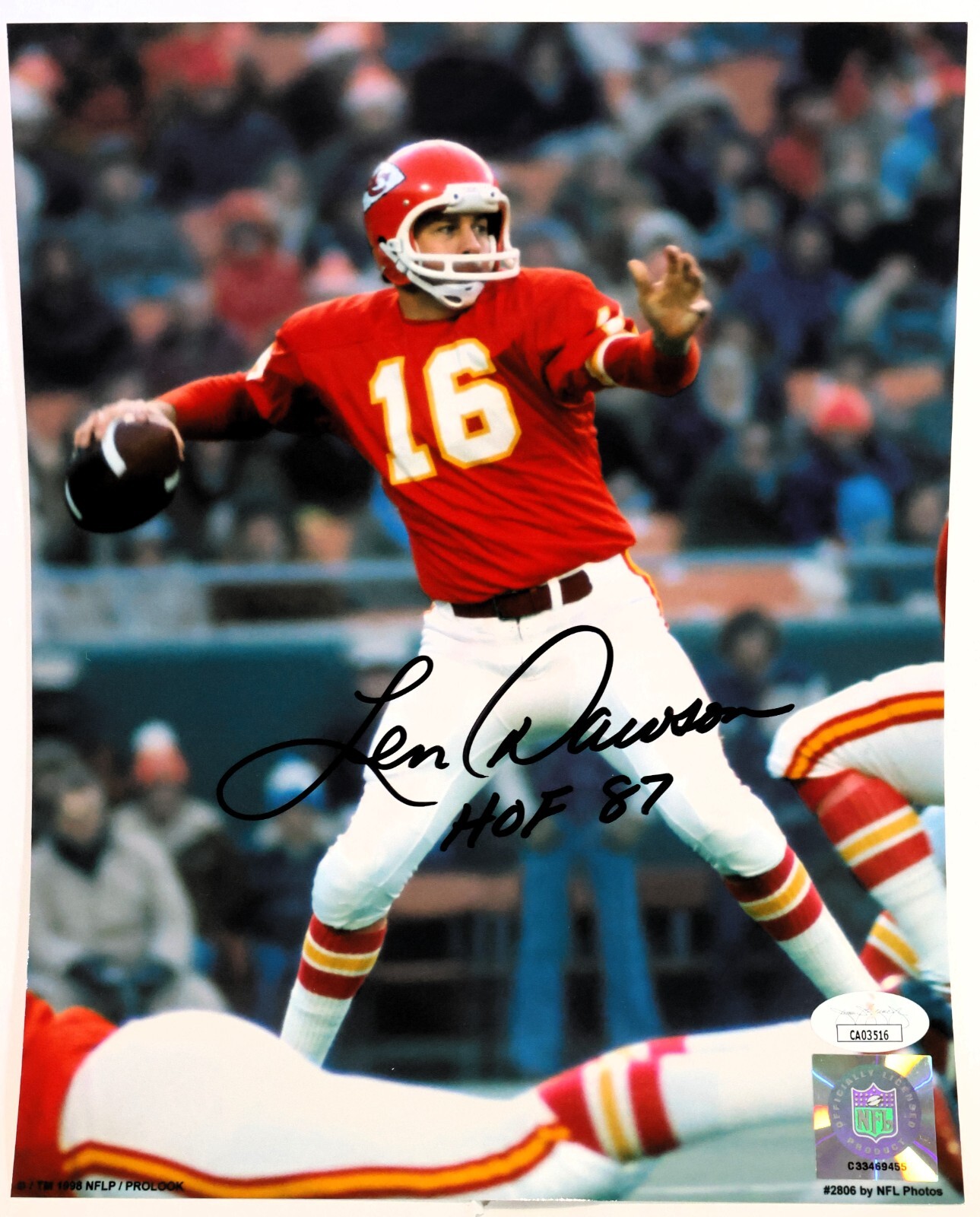 Len Dawson Autographed Signed Kansas City Chiefs 8x10 Photograph (JSA COA) 